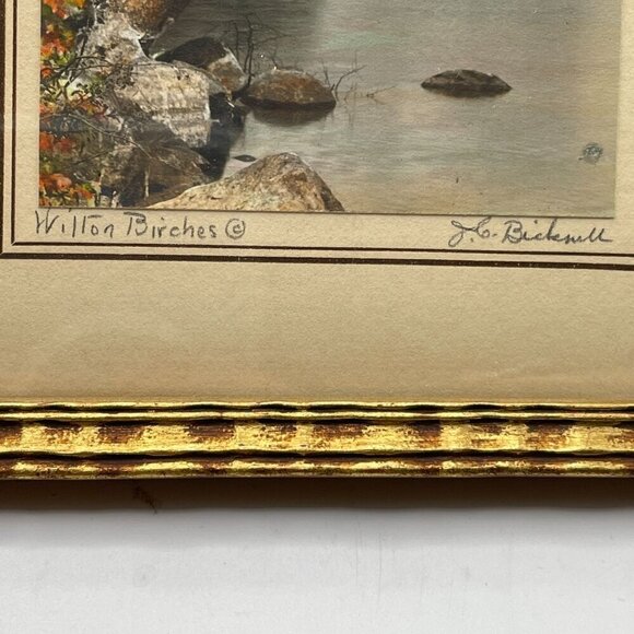 Vintage Hand Tinted Photograph Wilton Birches John Carleton Bicknell Maine Frame - Picture 8 of 8